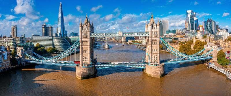 Aerial View Of London's Tower Bridge