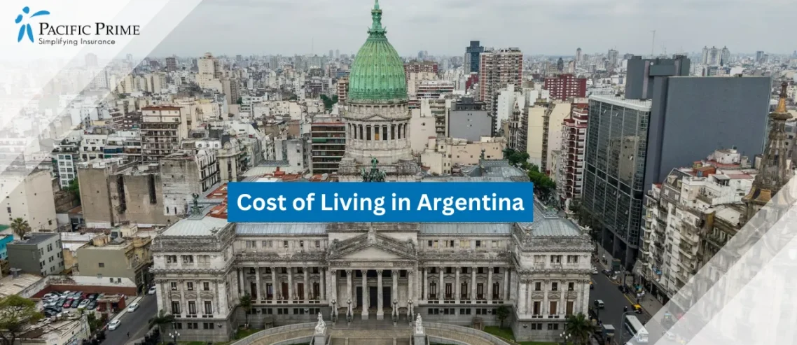 Image of Cars On City Street Near Congress Building In Buenos Aires, Argentina with text overlay of "Cost of Living in Argentina"