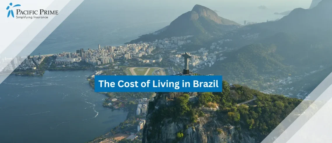 Image of Christ The Redeemer Statue Overlooking Rio De Janeiro, Brazil with text overlay of "The Cost of Living in Brazil"