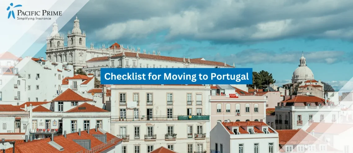 Image of Colorful Historic Buildings In Lisbon, Portugal with text overlay of "Checklist for Moving to Portugal"