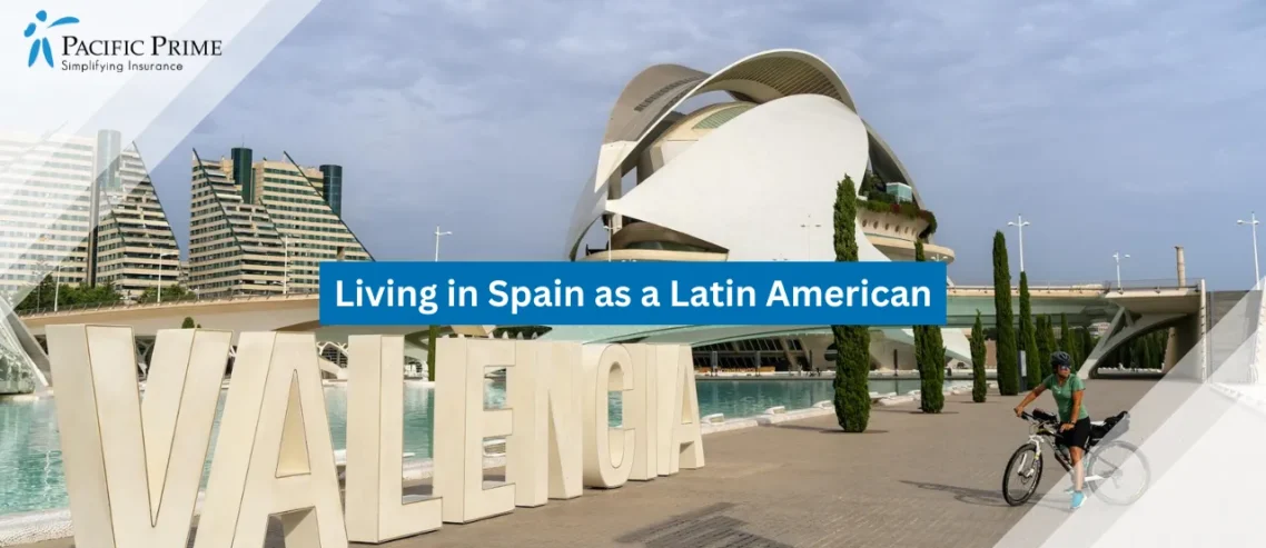 Image of Contemporary Architectural Structures In Valencia, Spain with text overlay of "Living in Spain as a Latin American"