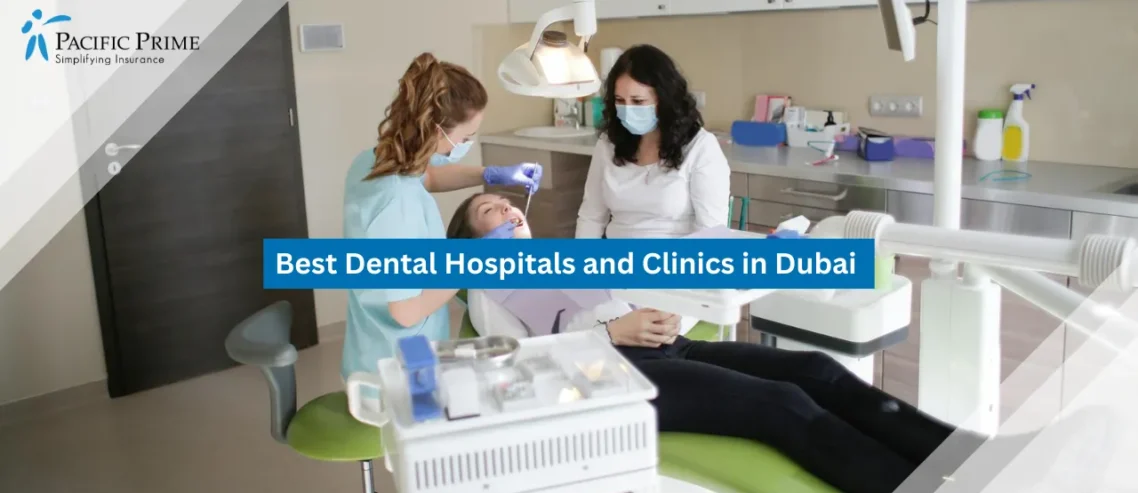 Image of Dental Checkup With Dentist Examining Patient’s Teeth with text overlay of "Best Dental Hospitals and Clinics in Dubai"