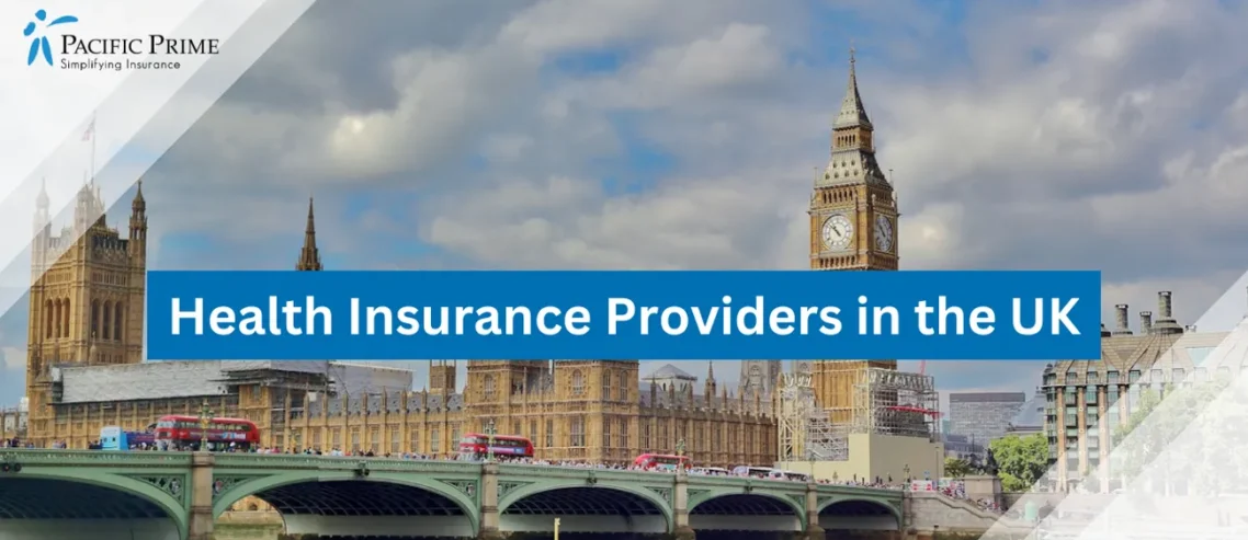 Image of Elizabeth Tower And Big Ben, Iconic Landmarks In London, United Kingdom with text overlay of "Health Insurance Providers in the UK"