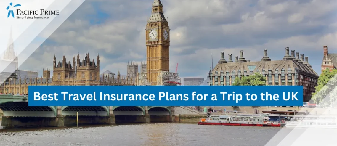 Image of Elizabeth Tower And Big Ben In London, UK with text overlay of "Best Travel Insurance Plans for a Trip to the UK"