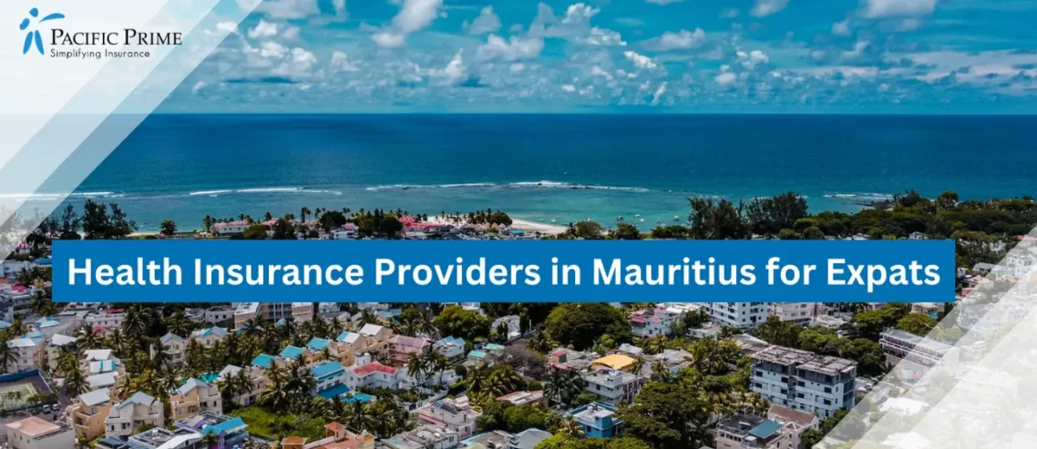 Image of Flic En Flac, Mauritius Coastal City With Beautiful Waterfront Views with text overlay of "Health Insurance Providers in Mauritius for Expats"