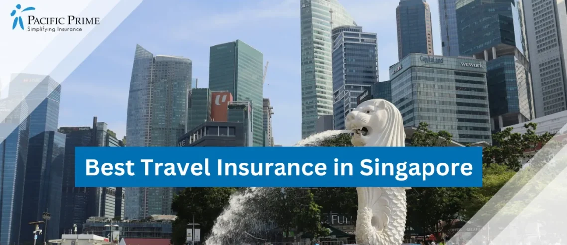 Image of Iconic Merlion: Woman Statue Spouting Water In Singapore with text overlay of "Best Travel Insurance in Singapore"