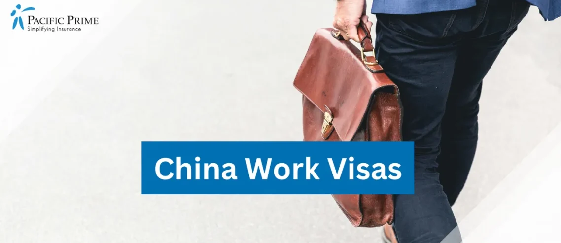 Image of a Man Walking To Office With A Leather Bag with text overlay of "China Work Visas"