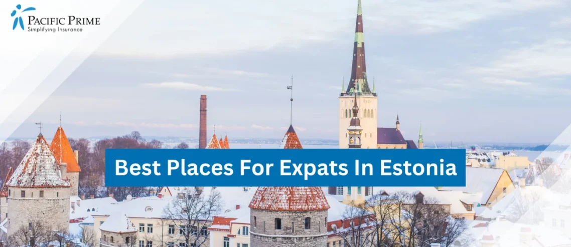 Image of Snow-covered Concrete Castle In Snowy Tallinn, Estonia with text overlay of "Best Places For Expats In Estonia"
