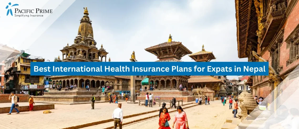 Image of Tourists Exploring Patan Durbar Square In Kathmandu with text overlay of "Best International Health Insurance Plans for Expats in Nepal"