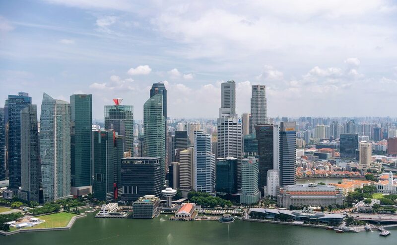 View From Marina Bay Sands Of Singapore Skyline